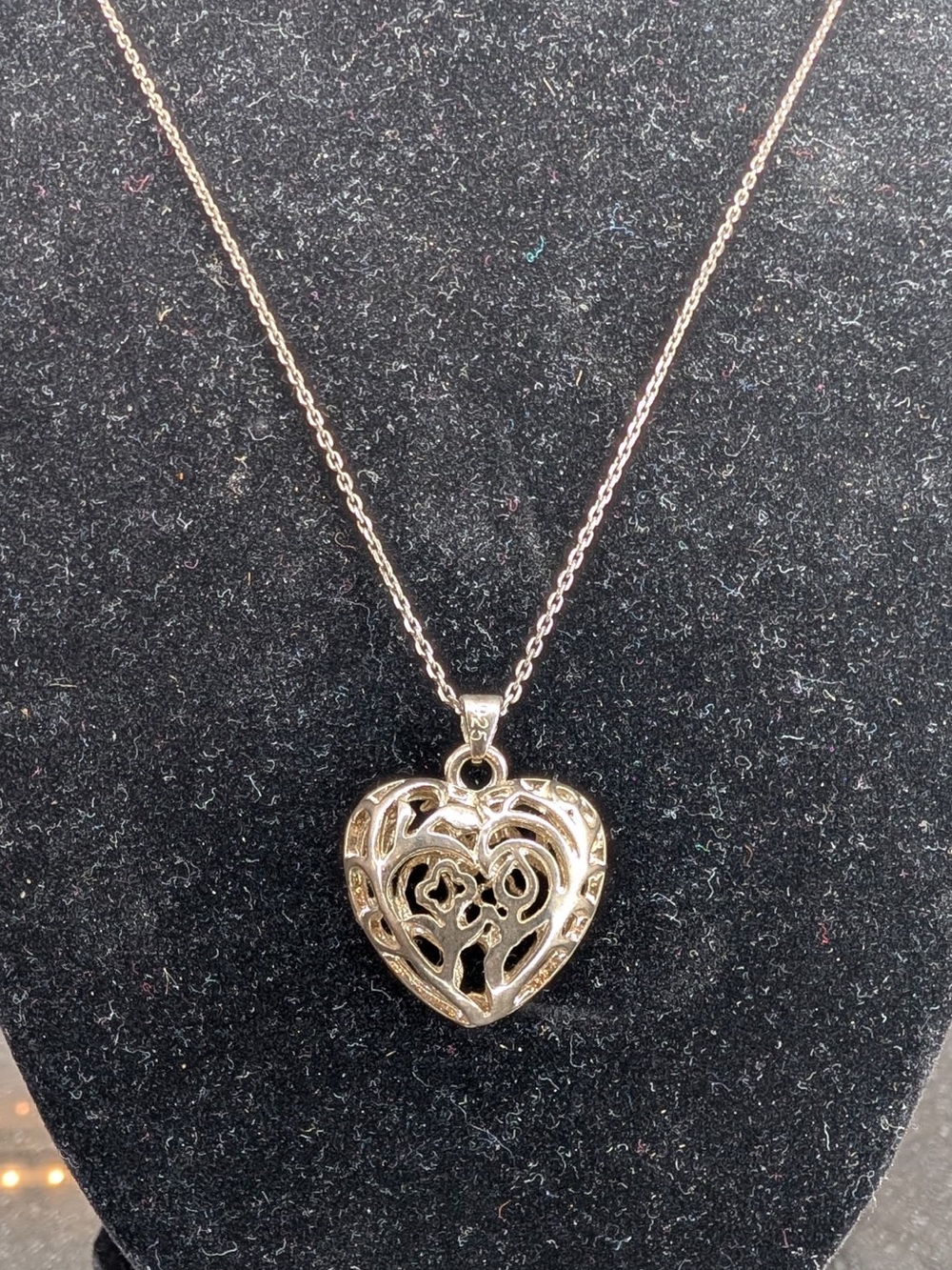 Filigree Full Heart Sterling Silver 925 Pendant Necklace